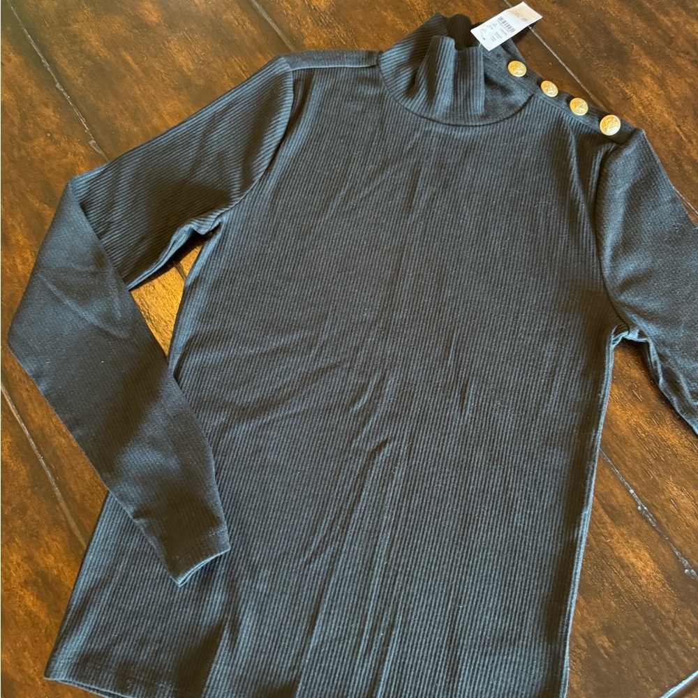 J. CREW Vintage Rib Turtleneck with Buttons